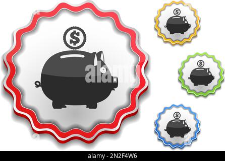 Beschriftung mit Symbol eines Sparschweins, Vektor EPS10-Abbildung Stock Vektor