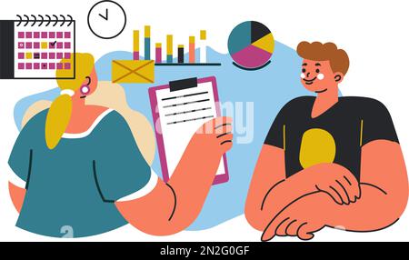 Das Business-Team arbeitet gemeinsam an einem Projekt, Vektor Stock Vektor