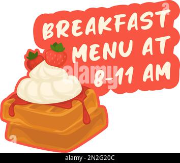 Frühstücksmenü von 8 bis 11 Uhr, Banner vom Café Stock Vektor