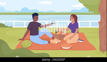 Verbringen Sie Freizeit zusammen und verbinden Sie flache Farbvektoren Stock Vektor