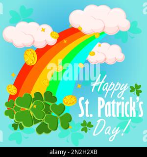 Süßer Regenbogen mit Wolken für St. patricks Urlaub Stock Vektor