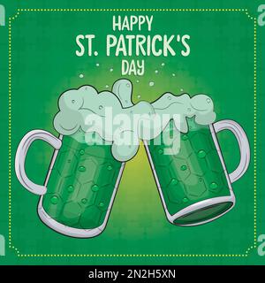 saint patricks-Tagesbanner mit zwei Bierbechern Stock Vektor