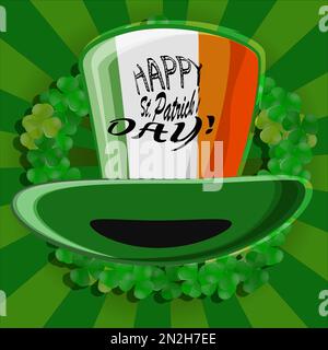 Süßer Hut für St. patricks Urlaub mit Flaggensymbolen Stock Vektor