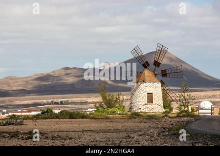 Alte Windmühle bei Tefía, Fuerteventura Stockfoto