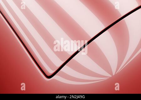 3D Abbildung: Rot lackierte Metalloberfläche mit Blendung Stockfoto