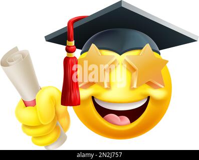 Emoji Graduate College Star Eyes Cartoon Emoticon Stock Vektor