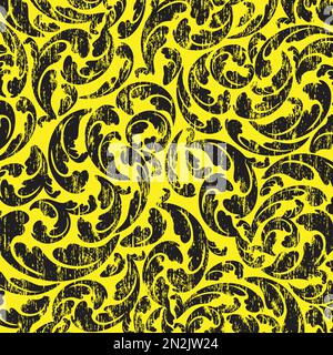 Gelber und grauer Hintergrund mit Blumenmuster Stock Vektor