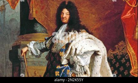 LUDWIG XIV. (1638-1715) König von Frankreich. Detail des Porträts von Hyacinthe Rigaud um 1701. Stockfoto