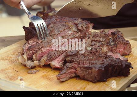 Flamegrilles Steak Stockfoto