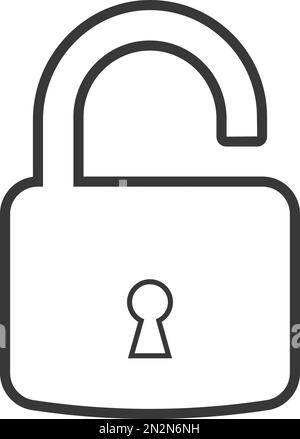 Symbol für Vorhängeschloss öffnen. Entsperrte Sperre auf transparentem Hintergrund. Sicherheitssymbol für Websitedesign, Logo, App. Sicherheitsschutz Stock Vektor