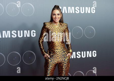 Madrid, Spanien. 01. Februar 2023. Paula Echevarria nimmt am 01. Februar 2023 auf der Espacio Ibercaja Delicias in Madrid, Spanien, an der Samsung New Products Präsentation Teil. (Foto: Oscar Gonzalez/NurPhoto) Guthaben: NurPhoto SRL/Alamy Live News Stockfoto