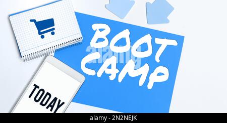 Handschrift Text Boot Camp. Geschäftsansatz Militärtrainingslager für neue Rekruten harte Disziplin Fitness Stockfoto