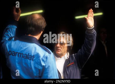 F1 Teamprinzip von Brabham Bernie Eccestone auf der belgischen GP Zolder 1982 Stockfoto