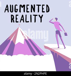 Schild mit Augmented Reality, Business Concept-Technologie, die Computerbilder in der realen Welt aufzwingt Stockfoto