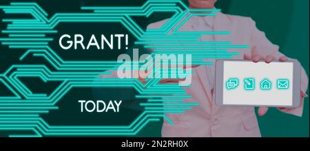 Konzeptionelle Darstellung Zuschuss, Geschäftskonzept Geld, das von einer Organisation oder Regierung für ein zweckmäßiges Stipendium vergeben wird Stockfoto