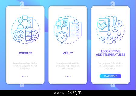 HACCP in Work Blue Gradient Onboarding Mobile App-Bildschirm Stock Vektor