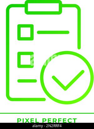 Checkliste mit Häkchen Symbol für den linearen Vektor des perfekten Pixelgradienten Stock Vektor