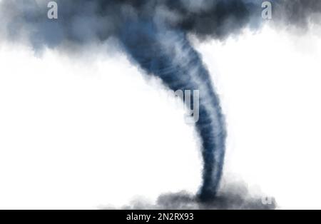 Wirbelwind auf weißem Hintergrund, Illustration. Wetterphänomen Stockfoto