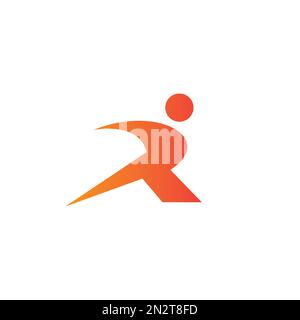R Running People Logo-Design. Buchstabe R Mensch Stock Vektor