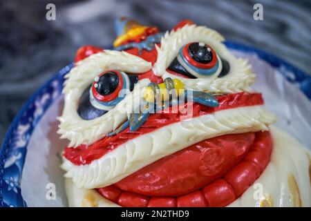 Festliche Pasta und Brot für das chinesische Neujahrsfest im Norden Chinas Stockfoto