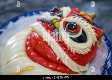 Festliche Pasta und Brot für das chinesische Neujahrsfest im Norden Chinas Stockfoto