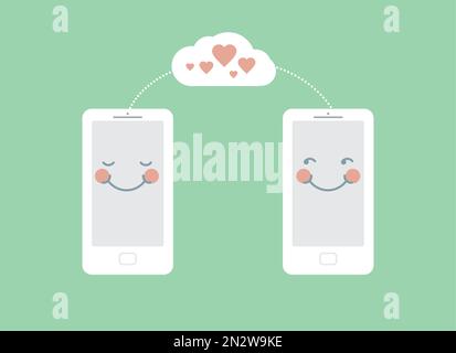 Zwei Smartphones verbunden in Cloud Love Concept Stock Vektor