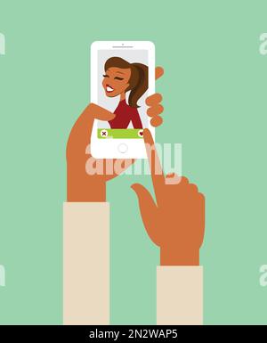 Online-Dating App Konzept Flachvektordarstellung Stock Vektor