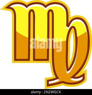 Goldene Astrologie-Zeichen, Zodiac Virgo Stock Vektor