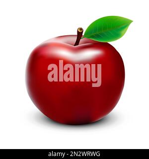 Roter Apfel auf weißem Hintergrund. Stock Vektor