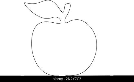 Apple - eine Strichzeichnung. Durchgehende Linie. Handgezeichnete minimalistische Illustration, Vektor. Stock Vektor