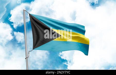 Bahamas-Flagge im Hintergrund. 3D-Rendering Stockfoto