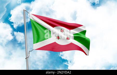 Burundi-Flagge im Hintergrund. 3D-Rendering Stockfoto