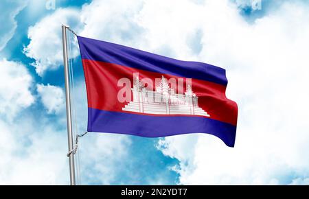 Kambodscha-Flagge im Hintergrund. 3D-Rendering Stockfoto