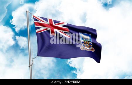 Falklandinseln-Flagge im Hintergrund. 3D-Rendering Stockfoto