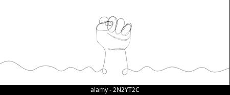 Kontinuierliche Linienzeichnung der Hand mit der Faust. Hintergrund für einzeilige Zeichnung. Vektorgrafik. Lineare Zeichnung einer männlichen Faust Stock Vektor