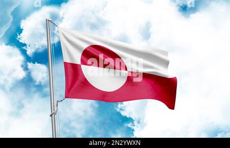 Grönländische Flagge im Hintergrund. 3D-Rendering Stockfoto