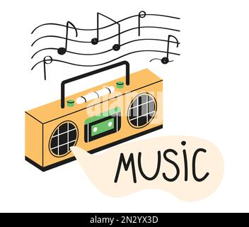 Symbolvektor für Musikunterricht im Doodle-Stil. Ikonen der Sekundarschule. Zurück in die Schule Stock Vektor