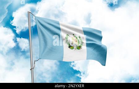 Guatemaltekische Flagge im Hintergrund. 3D-Rendering Stockfoto