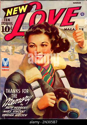 New Love - Women Airforce Service Pilots - Titelseite des amerikanischen Magazins während des Zweiten Weltkriegs Stockfoto