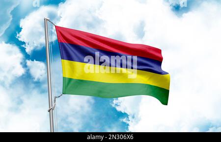 Mauritius-Flagge im Hintergrund. 3D-Rendering Stockfoto