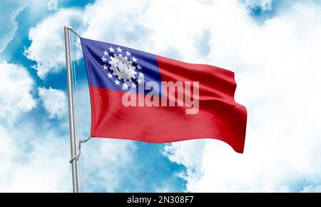 Myanmar-Birma-Flagge im Hintergrund. 3D-Rendering Stockfoto