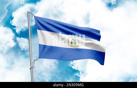 Nicaragua-Flagge im Hintergrund. 3D-Rendering Stockfoto