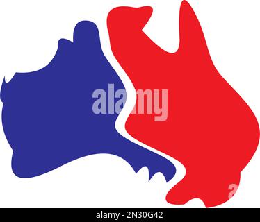 symbol-Design mit vektorlogo und australischem Kartendesign Stock Vektor