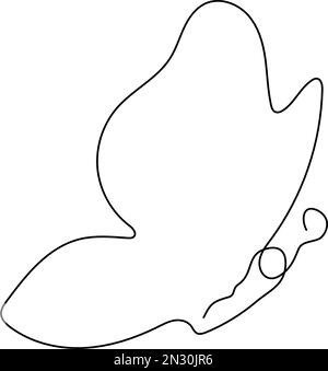 Schmetterlingszeichnung mit einer Linie. Durchgehende Linie. Handgezeichnete minimalistische Illustration, Vektor. Stock Vektor