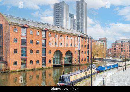 Wohnungen und Bürogebäude in Castlefield Manchester Stockfoto