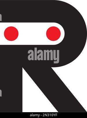 Symboldesign des Roboters mit Buchstabe r Logo Stock Vektor