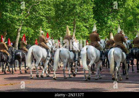 Königliche Pferdewächter während der Parade der Wachen in der Mall in London, Großbritannien Stockfoto