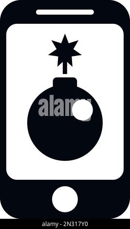 Smartphone-Bombensymbol einfacher Vektor. Computerbedrohung. Kriminaldaten Stock Vektor