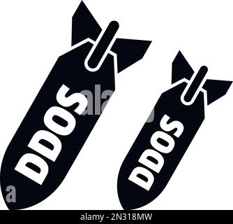 Doos-Attacke Bombensymbol einfacher Vektor. Laptop-Fehler. Online-Kriminalität Stock Vektor