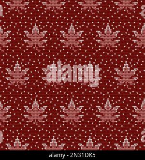 Nahtloser Vektor-Strickhintergrund aus Ahornblatt Stock Vektor